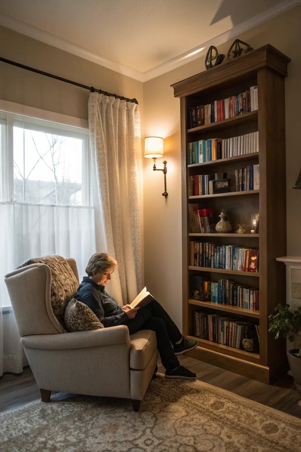 A cozy nook ideal for reading and unwinding