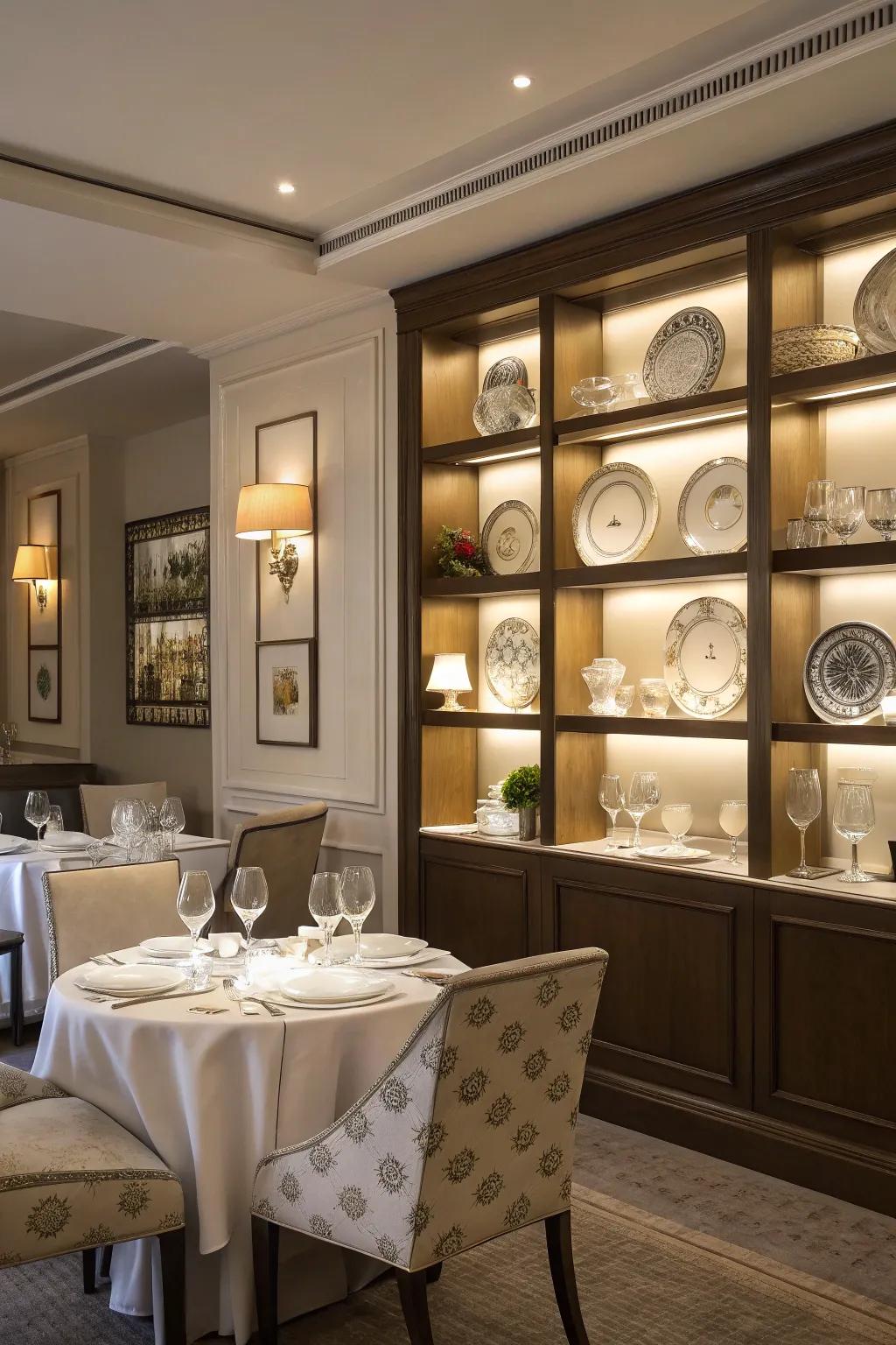 Make your dining experience special with stylish recessed shelves.