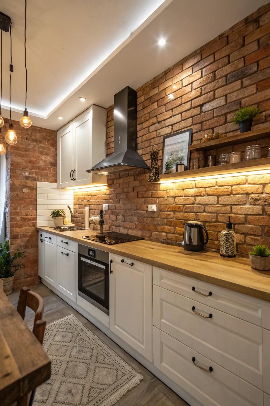 Textured components like brick can bring warmth, dimension, and character to your kitchen.