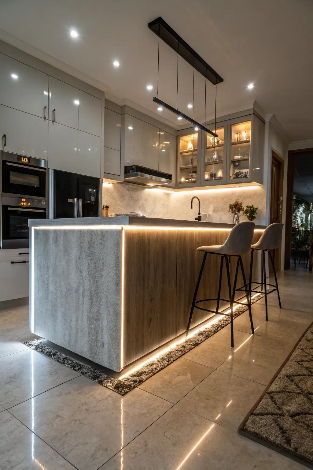Highlight your kitchen island with underside lighting.
