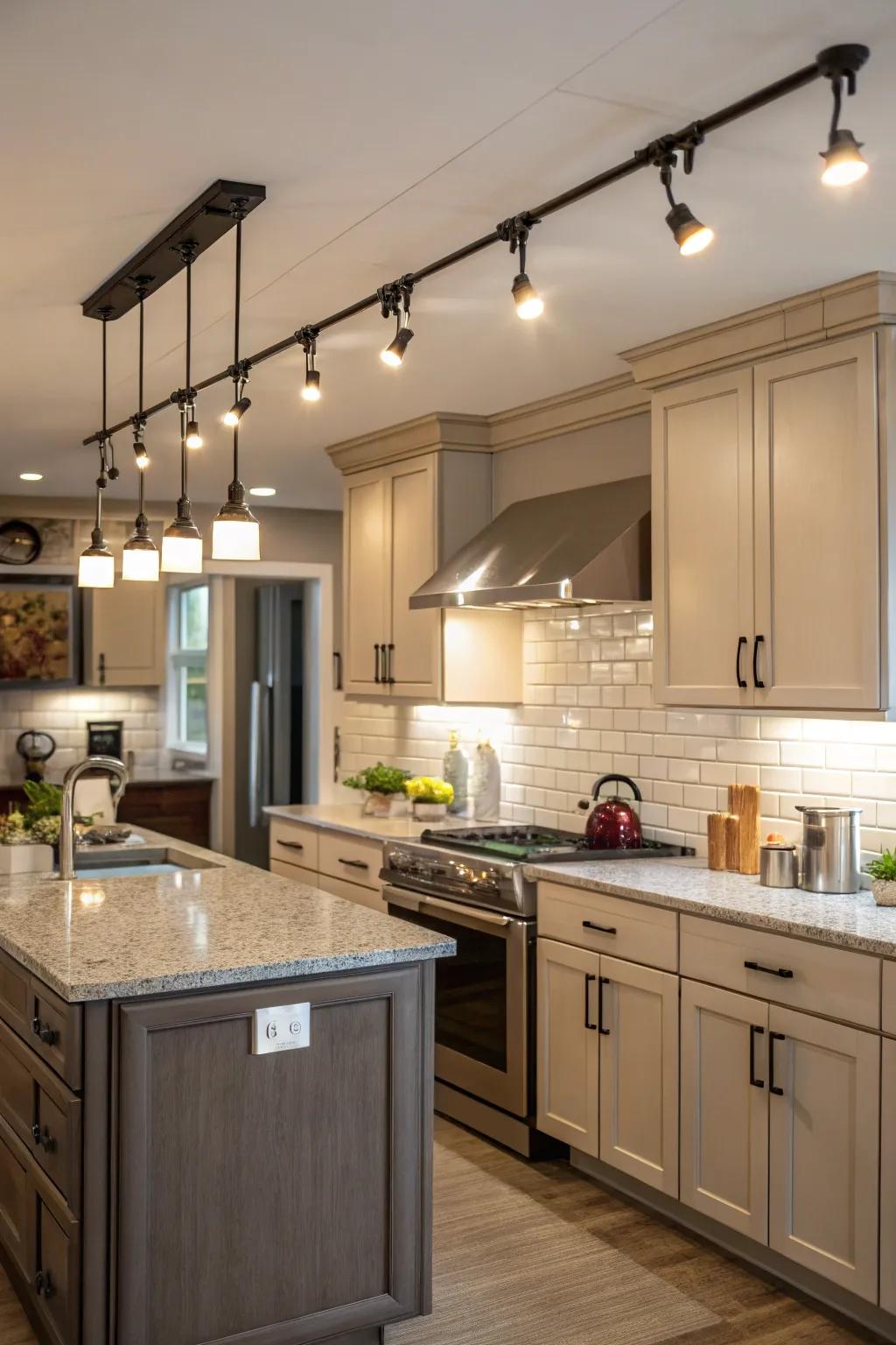 Coordinate illumination along with kitchen characteristics to craft a seamless appearance.
