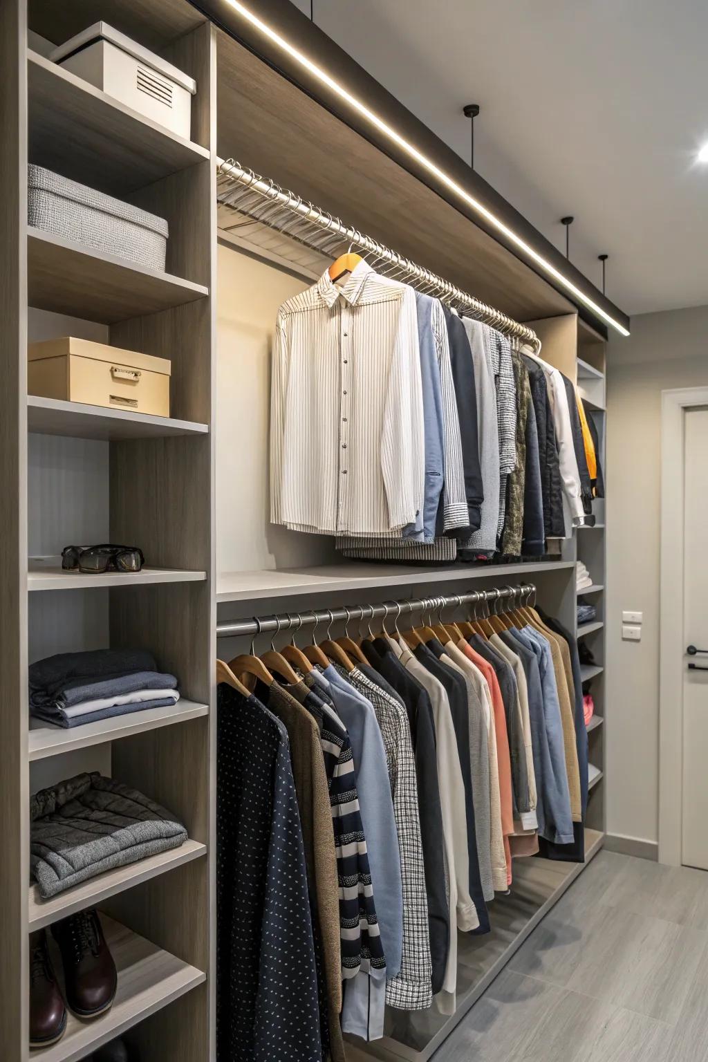 Vertical storage maximizes your closet space.