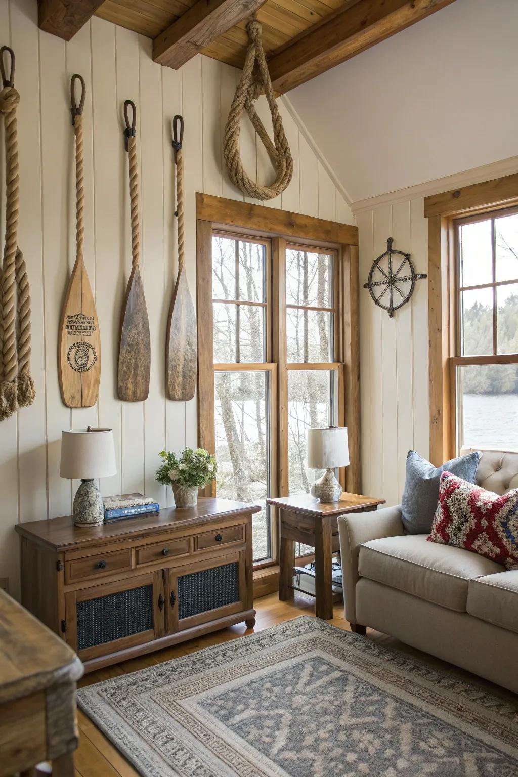 Marine touches add a playful nod to lakeside living.