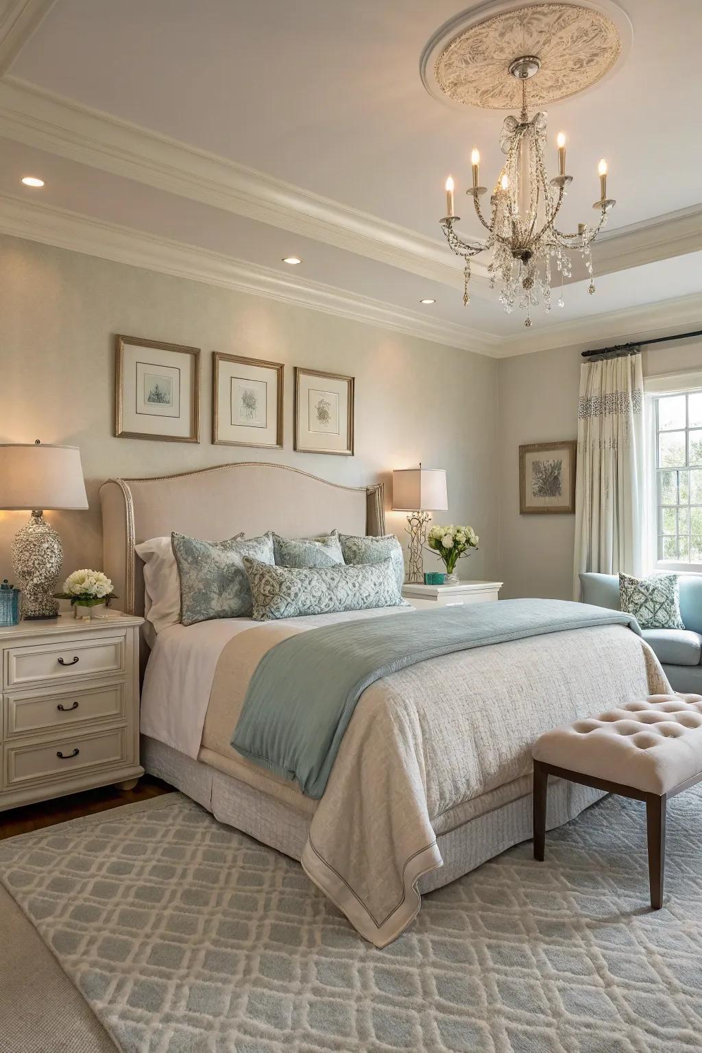 Neutral colors create a serene and calming atmosphere.
