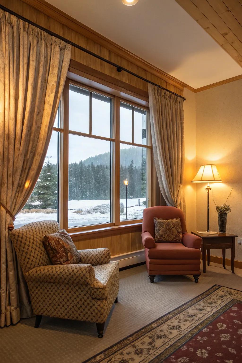 Thermal curtains offer comfort and savings.