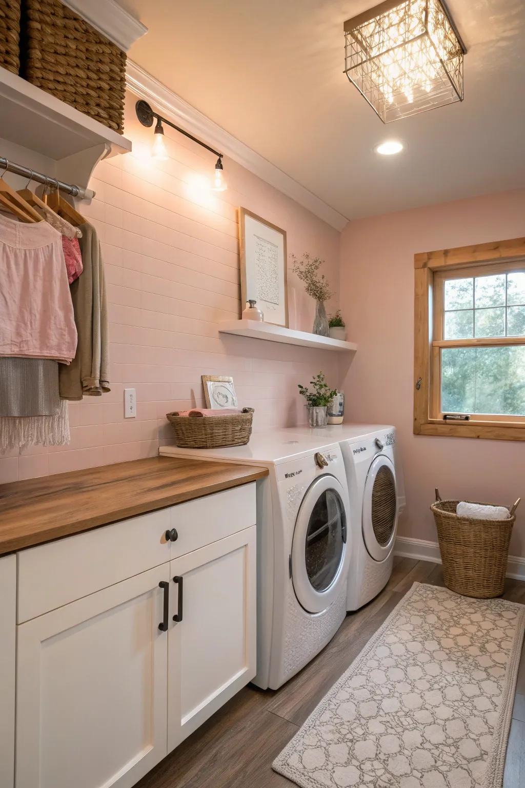 Light pink adds warmth and comfort to your laundry routine.