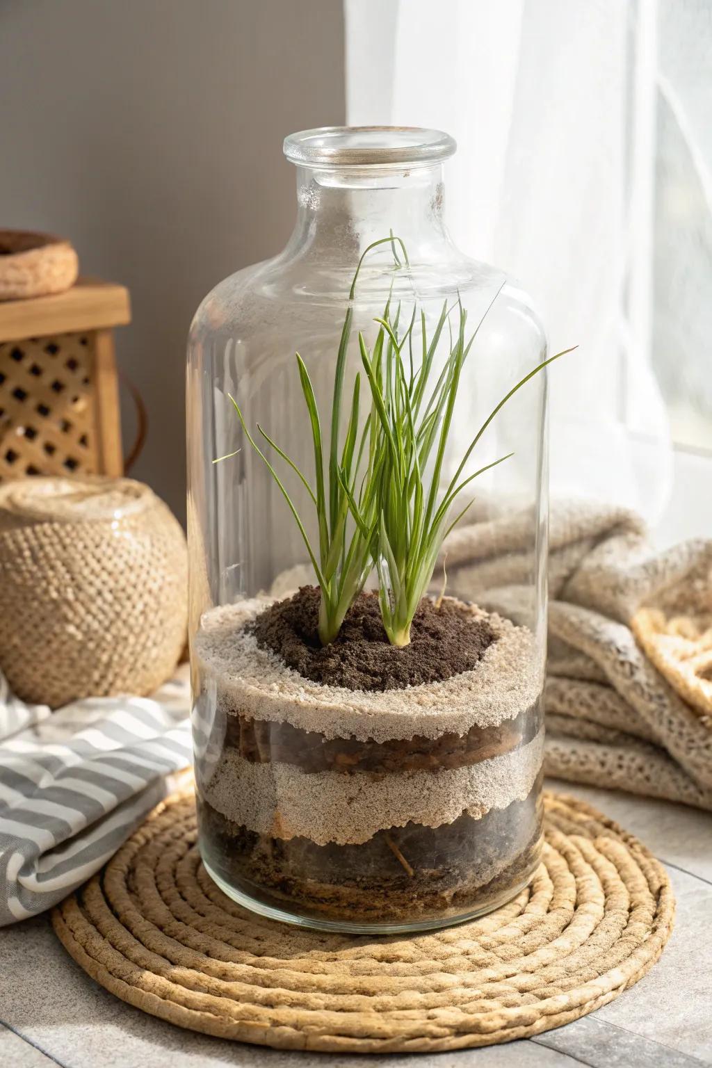 Elevate your space with the elegant simplicity of a lemon balm display in a crystalline showcase. #MinimalistBeauty #BohoChic