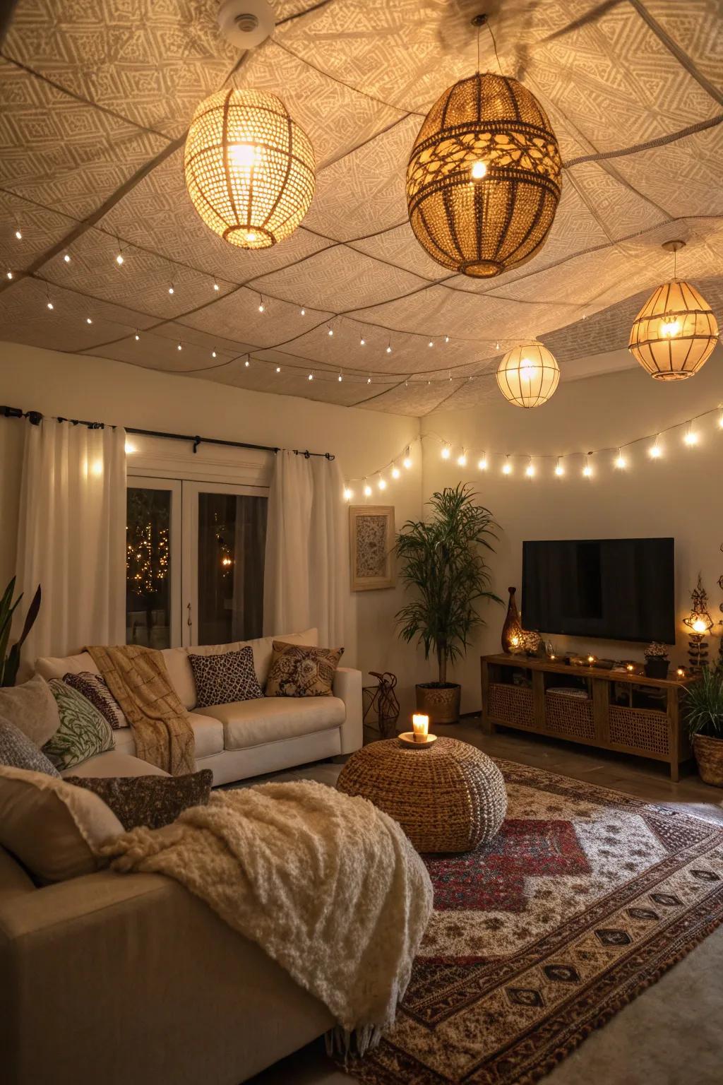 Warm, dimmable lights make your living room feel like a cozy haven.