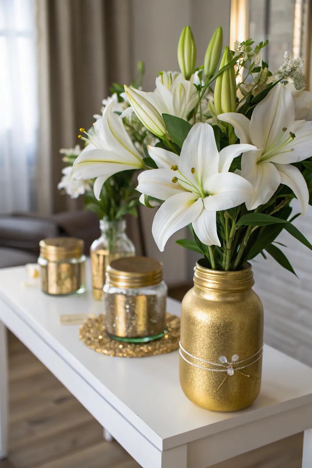 Glamorize your aesthetic through metallic glass containers.