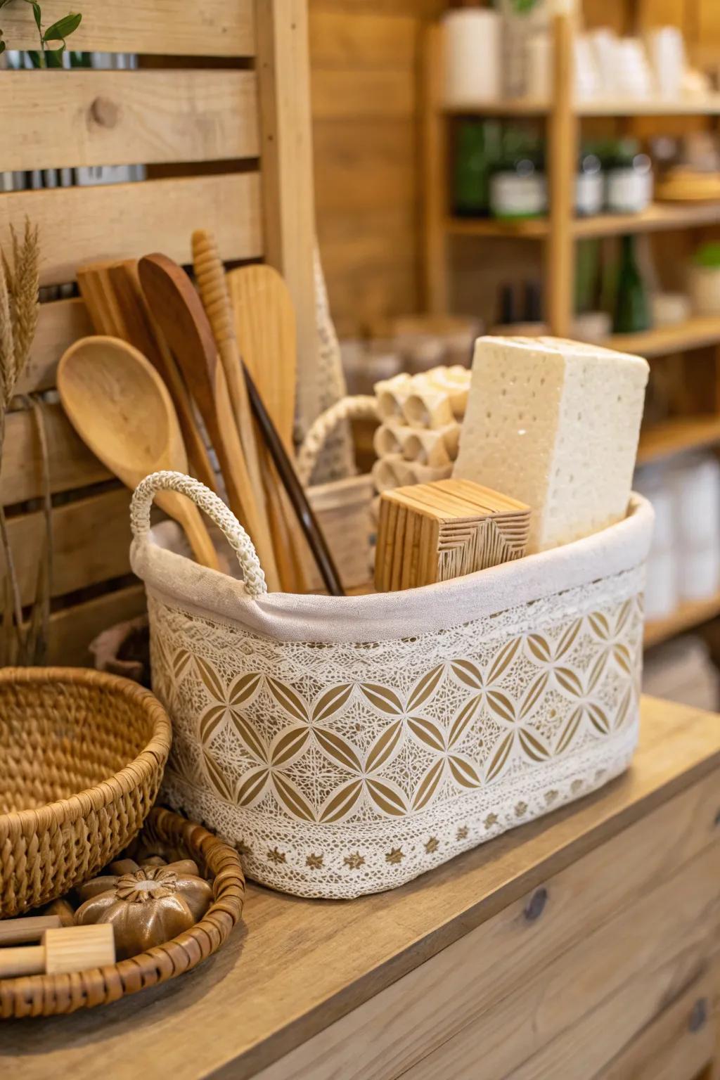 An eco-friendly May basket brimming with sustainable gifts for a greener lifestyle.