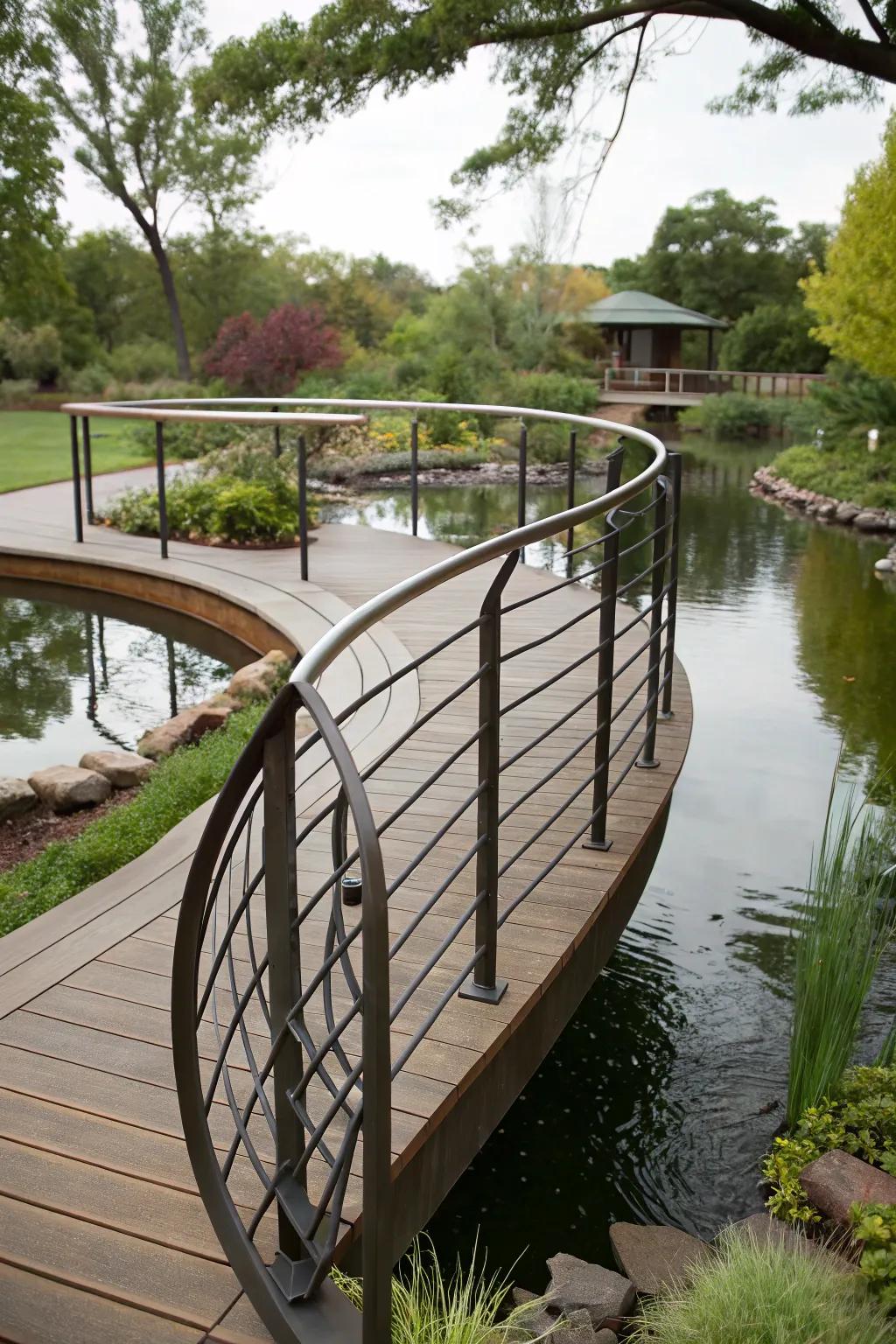 Curved railings deliver a sophisticated and fluid design.