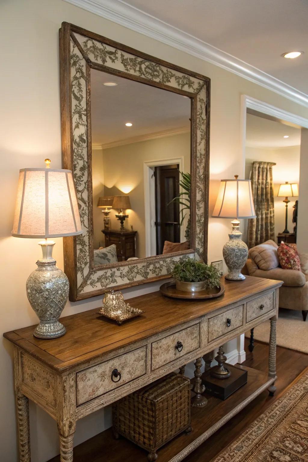 Antique mirrors introduce history and character to decor.