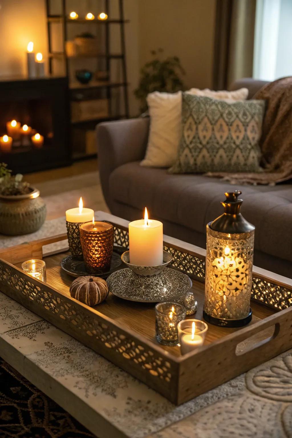 Candles foster a soothing and welcoming environment.