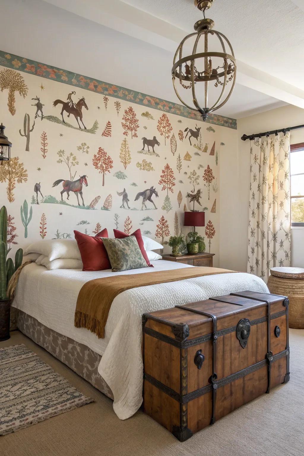 Western-themed wall coverings make a striking design statement.