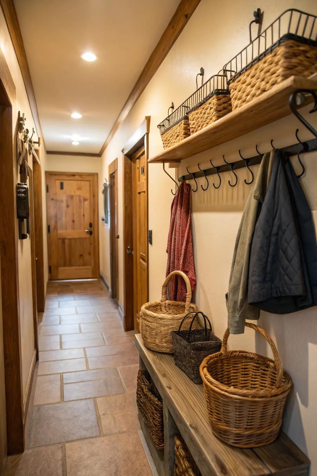 A functional entryway maintains the hall tidy and organized.
