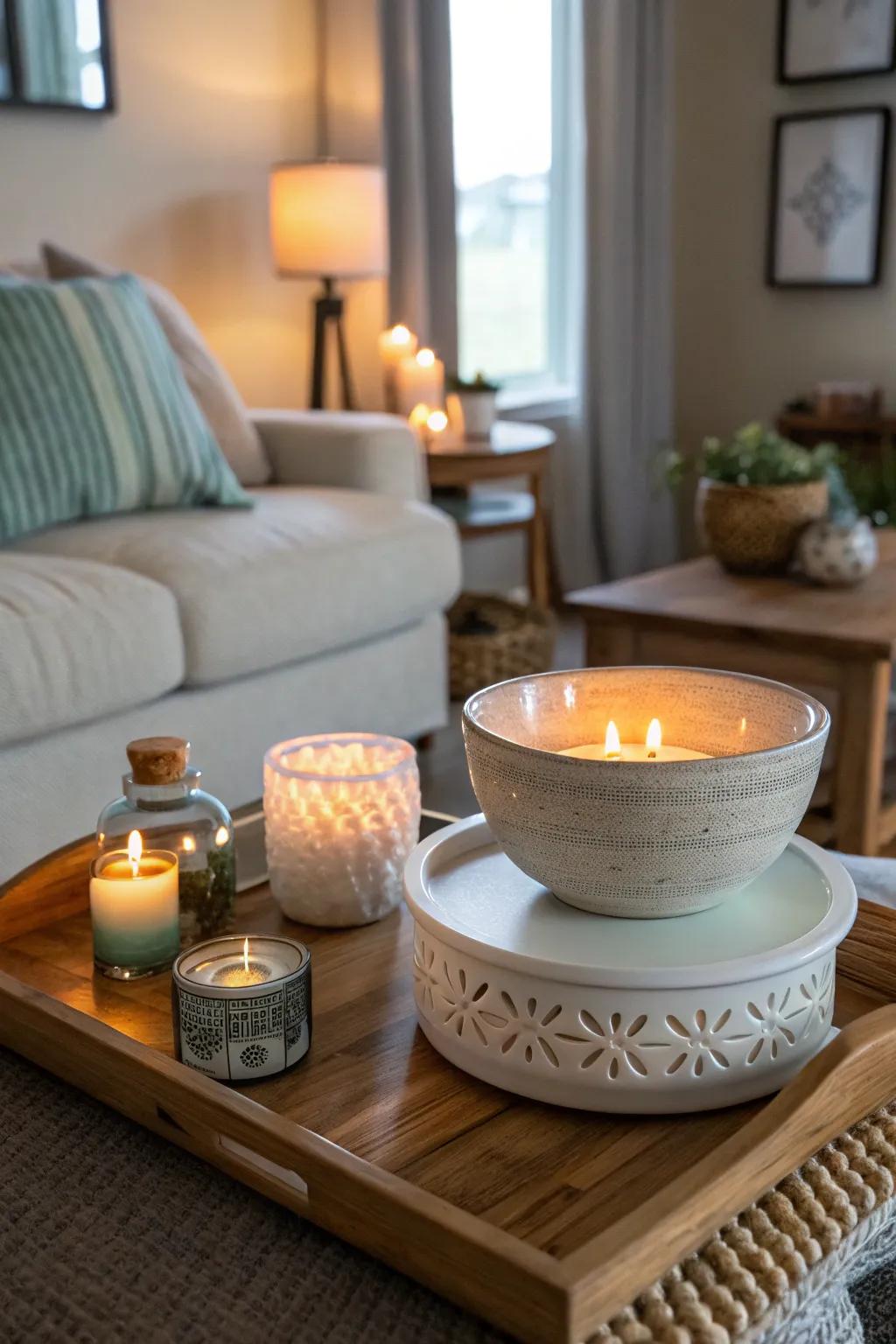 A scent dispenser emitting a subtle, naturally inspired aroma.