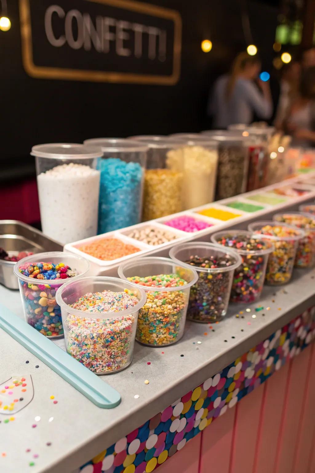A sparkle station adds a burst of color and fun to the celebration.