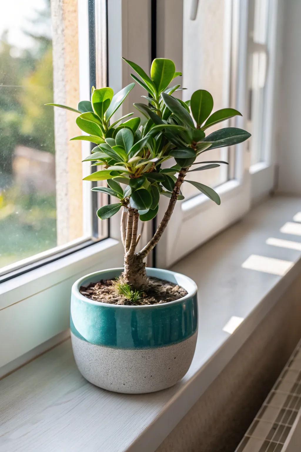 A hint of greenery with an ornamental plant.