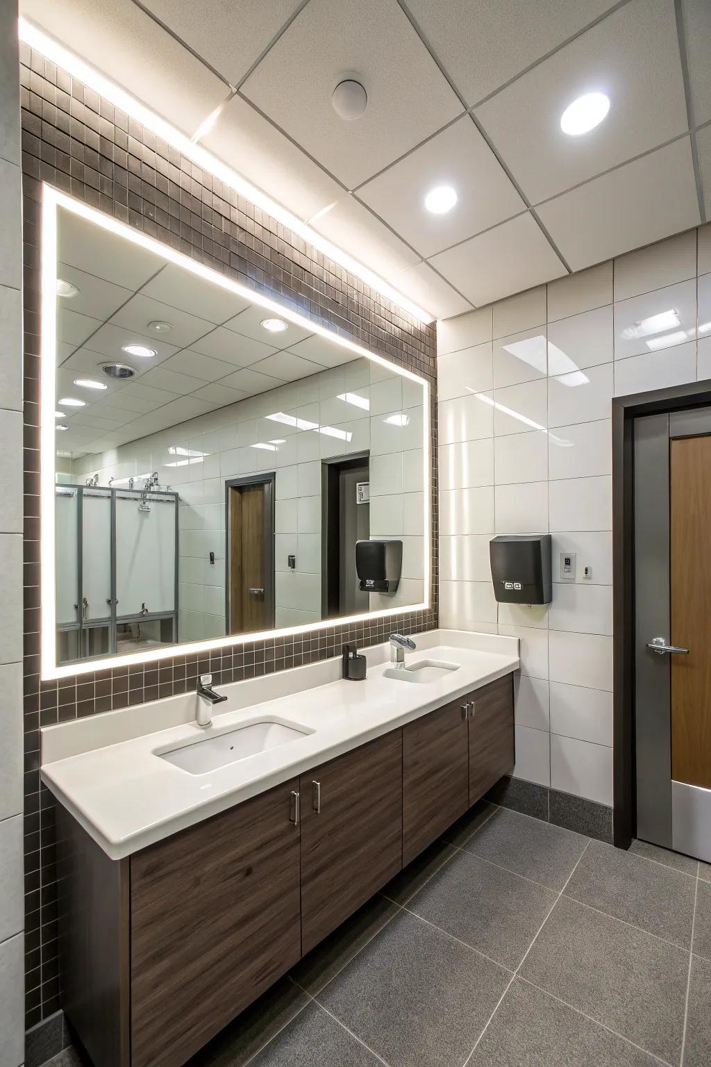 Eco-friendly illumination selections conserve energy and heighten the lavatory's mood.