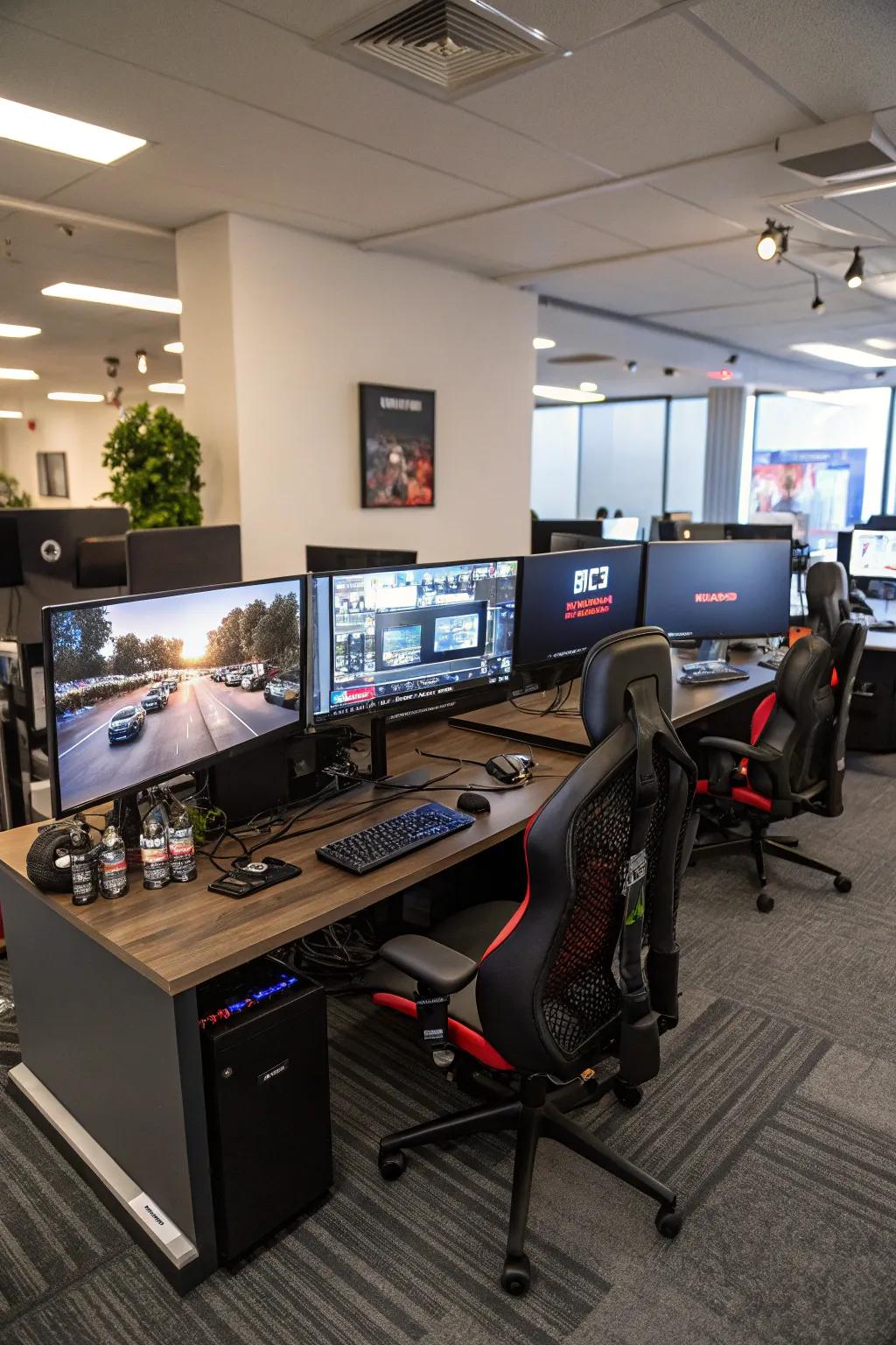 A multi-screen setup for supercharged gaming and work.
