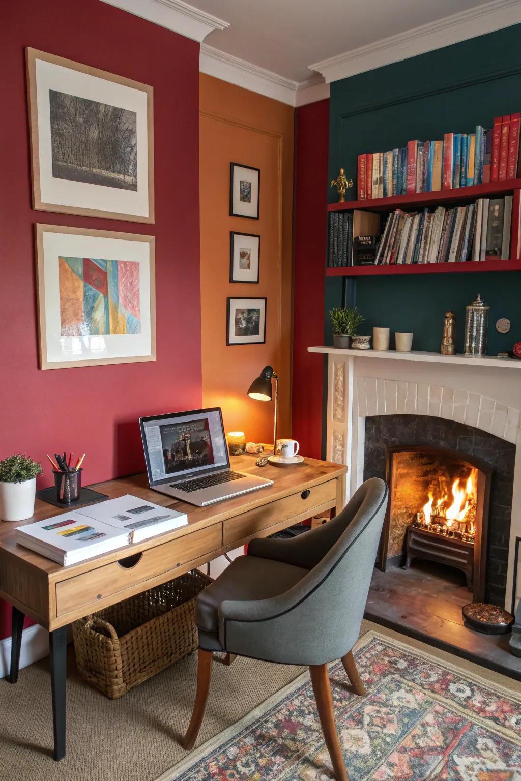 Bold colors create a lively focal point.