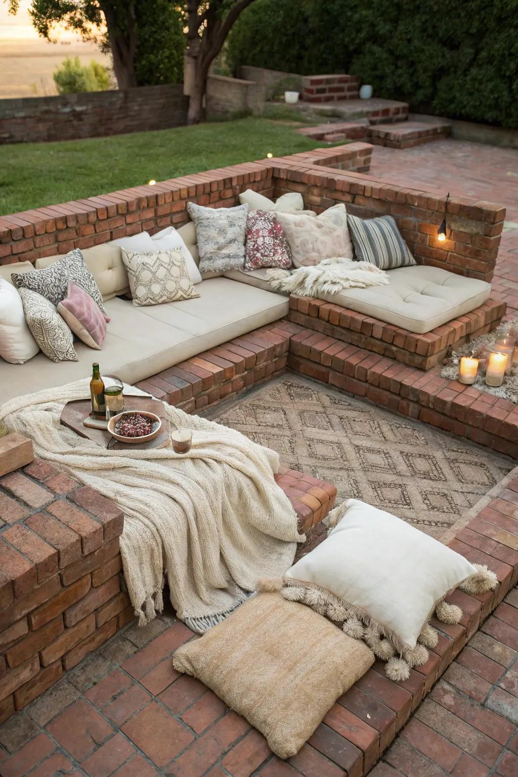 A sunken lounge provides a cozy nook for relaxation