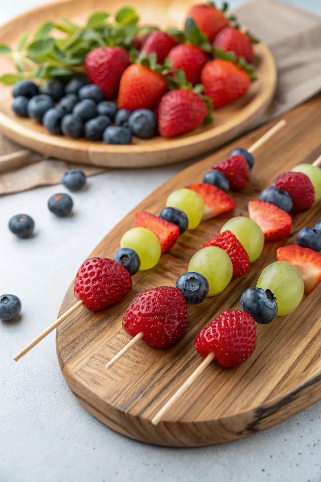 Forest treasure skewers delivering a burst of refreshment.