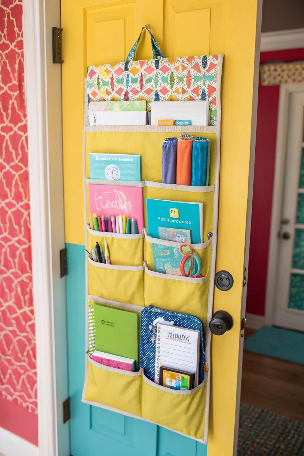 Over-the-door organizers make smart use of space.