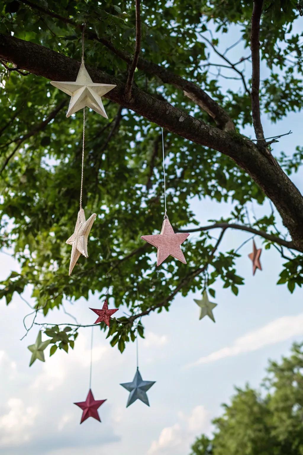 Illuminate your garden with sparkling hanging stars.