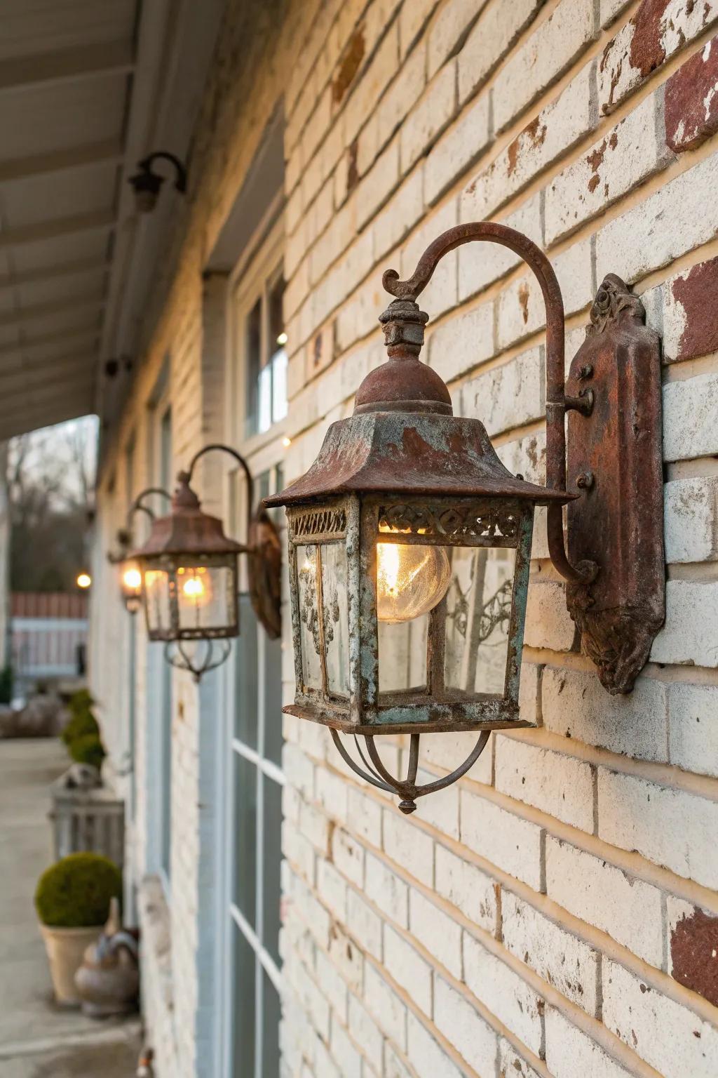 Outdoor areas are filled with nostalgic warmth thanks to vintage lighting.