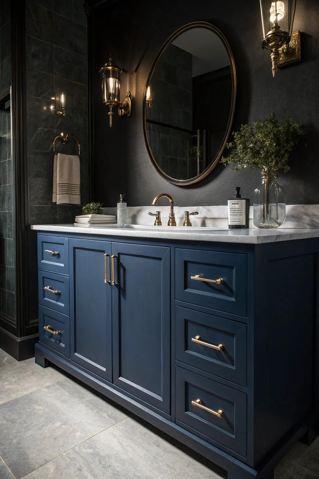 Nightfall blue introduces depth and intrigue to your vanity.