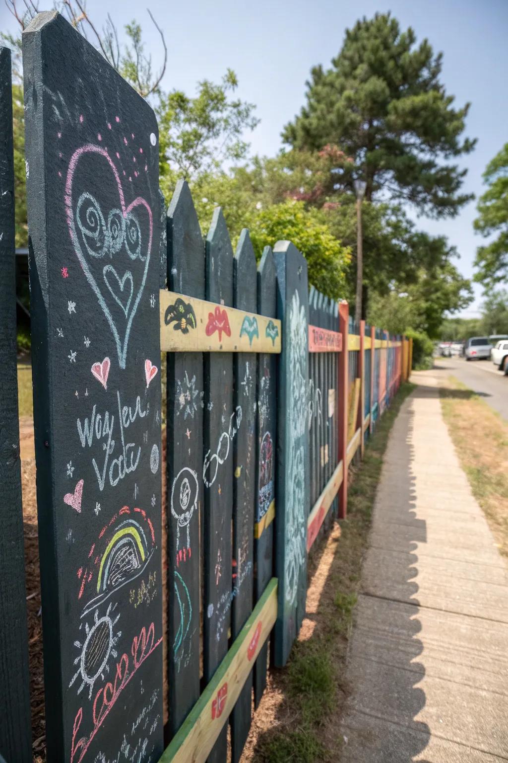 Chalkboard fences spark creativity and interaction.