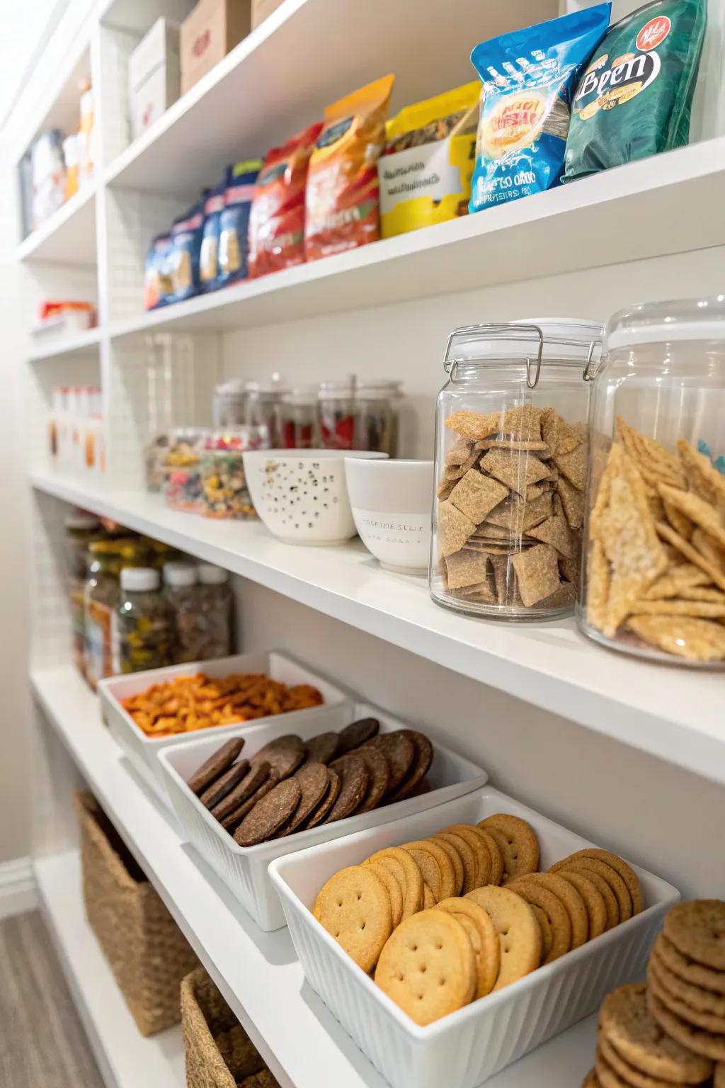Eye-level storage guarantees your go-to snacks are always easy to reach.