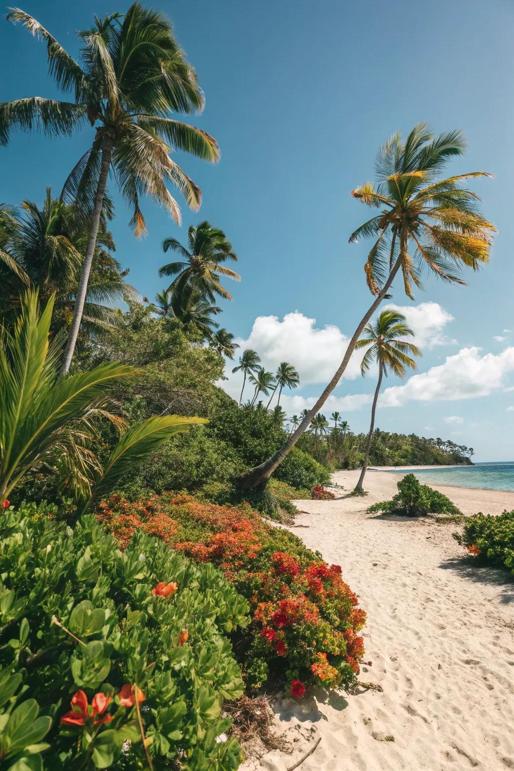 Tropical paradise setting with a sunny and exotic ambiance.