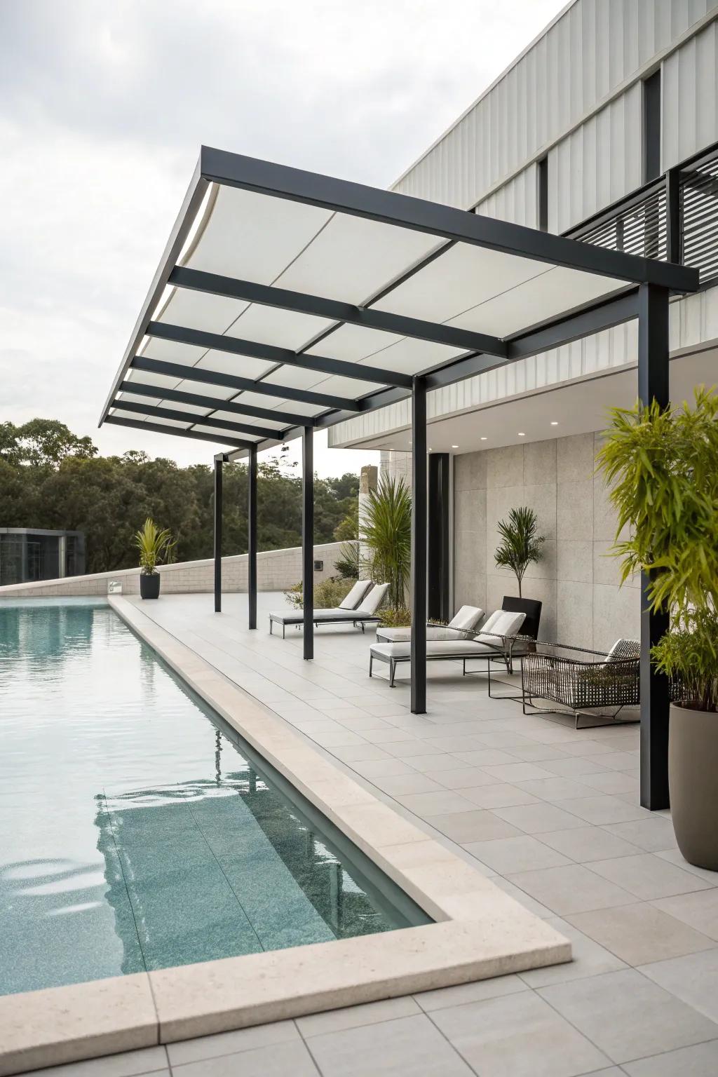 Modern designs offering a clean and minimalist aesthetic for poolside areas.