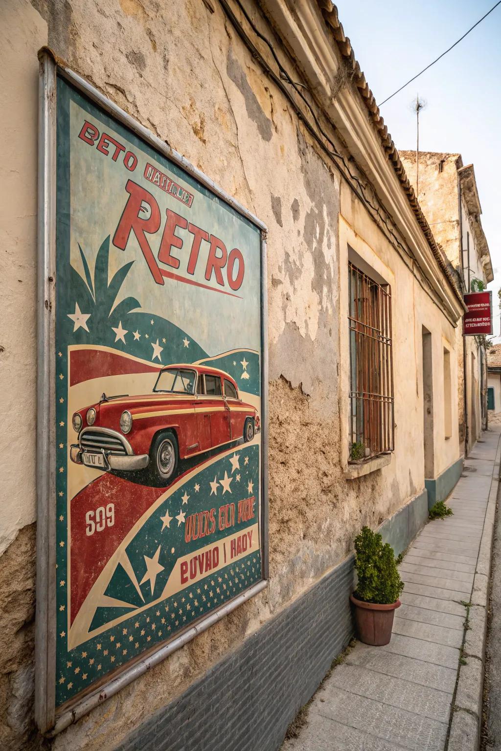 Vintage posters offer timeless appeal.