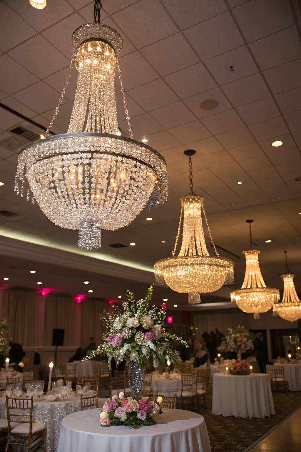Add a touch of glamour with luxurious chandeliers.