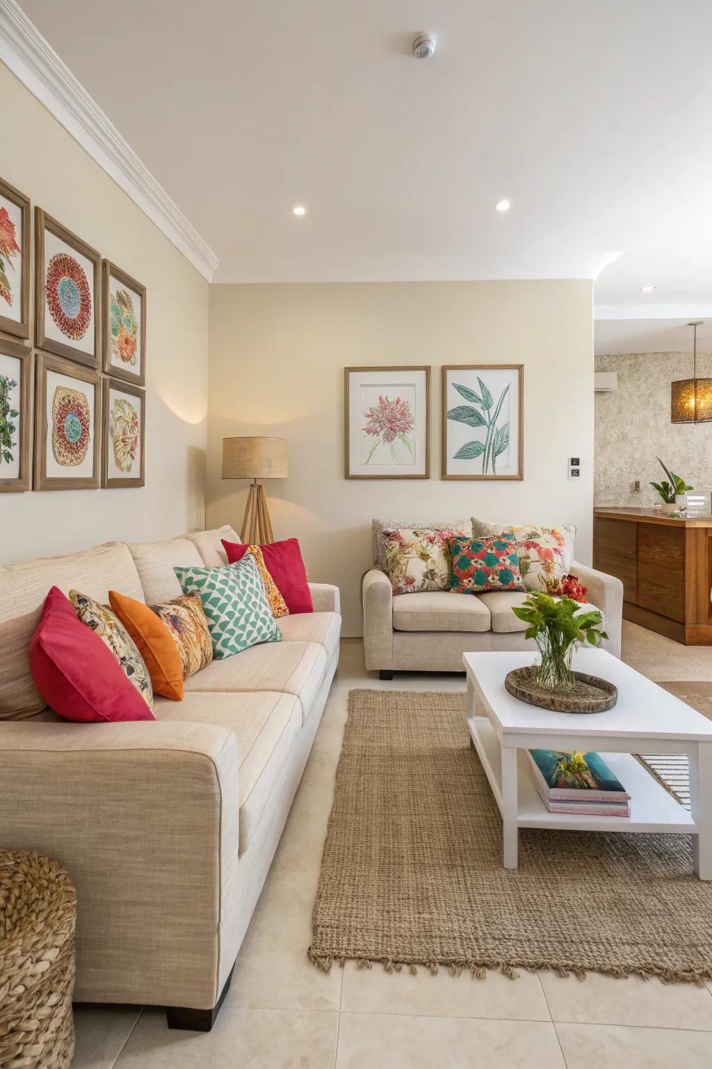 Subdued tones offer a tranquil, versatile base.