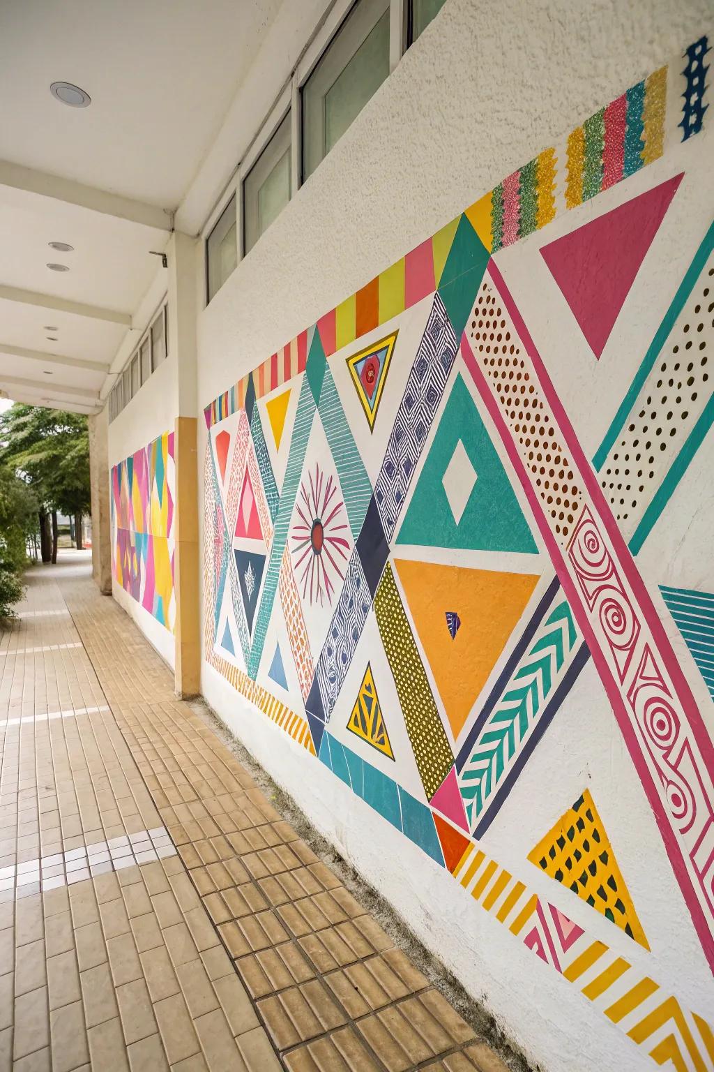 Get creative using decorative tape wall designs.