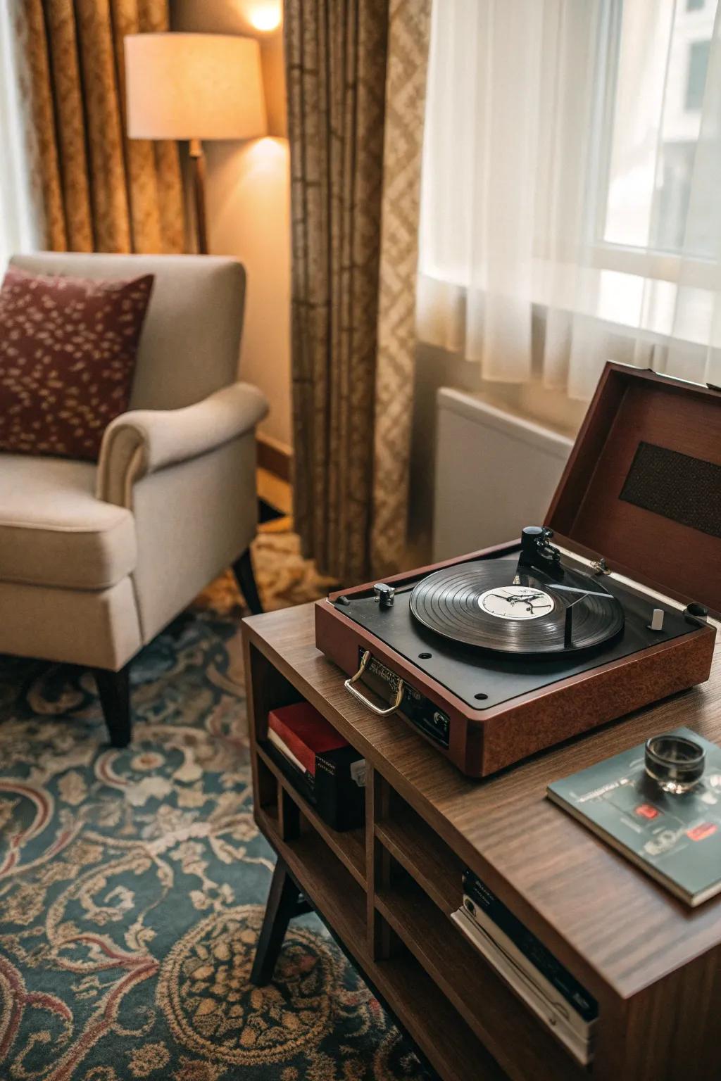 Music fills the room with a romantic melody.