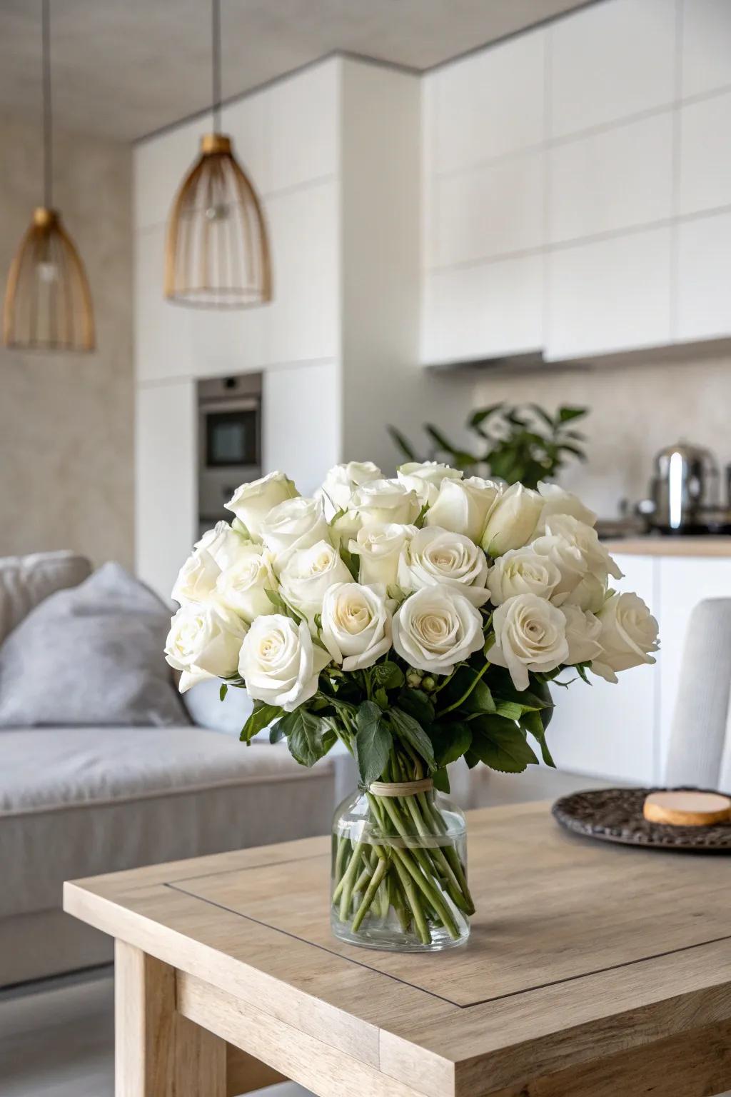 Chic monochrome roses for understated refinement.