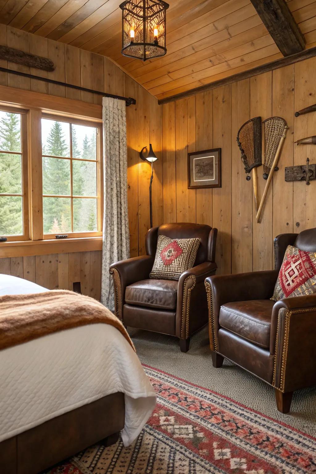 Hide accents add luxury and strength.