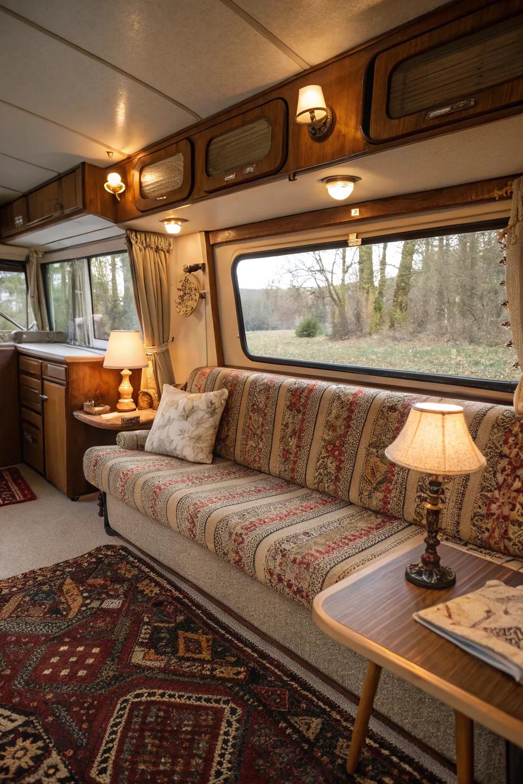 Vintage sofas bring charm and character to your RV.