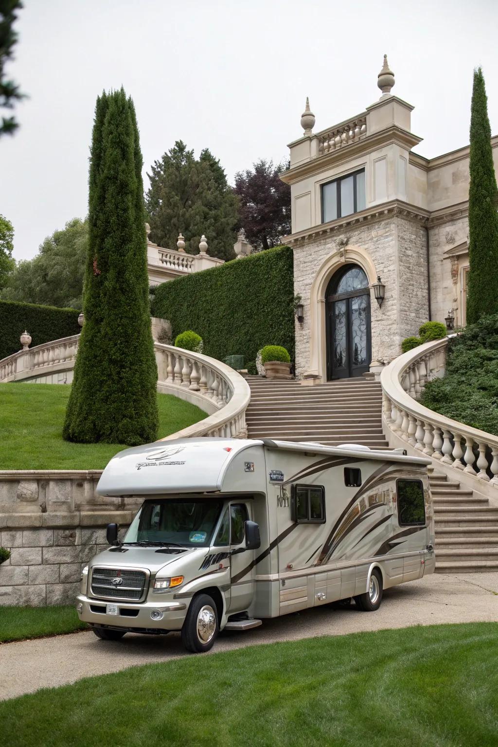 Rock veneer siding provides a lavish and royal impression.