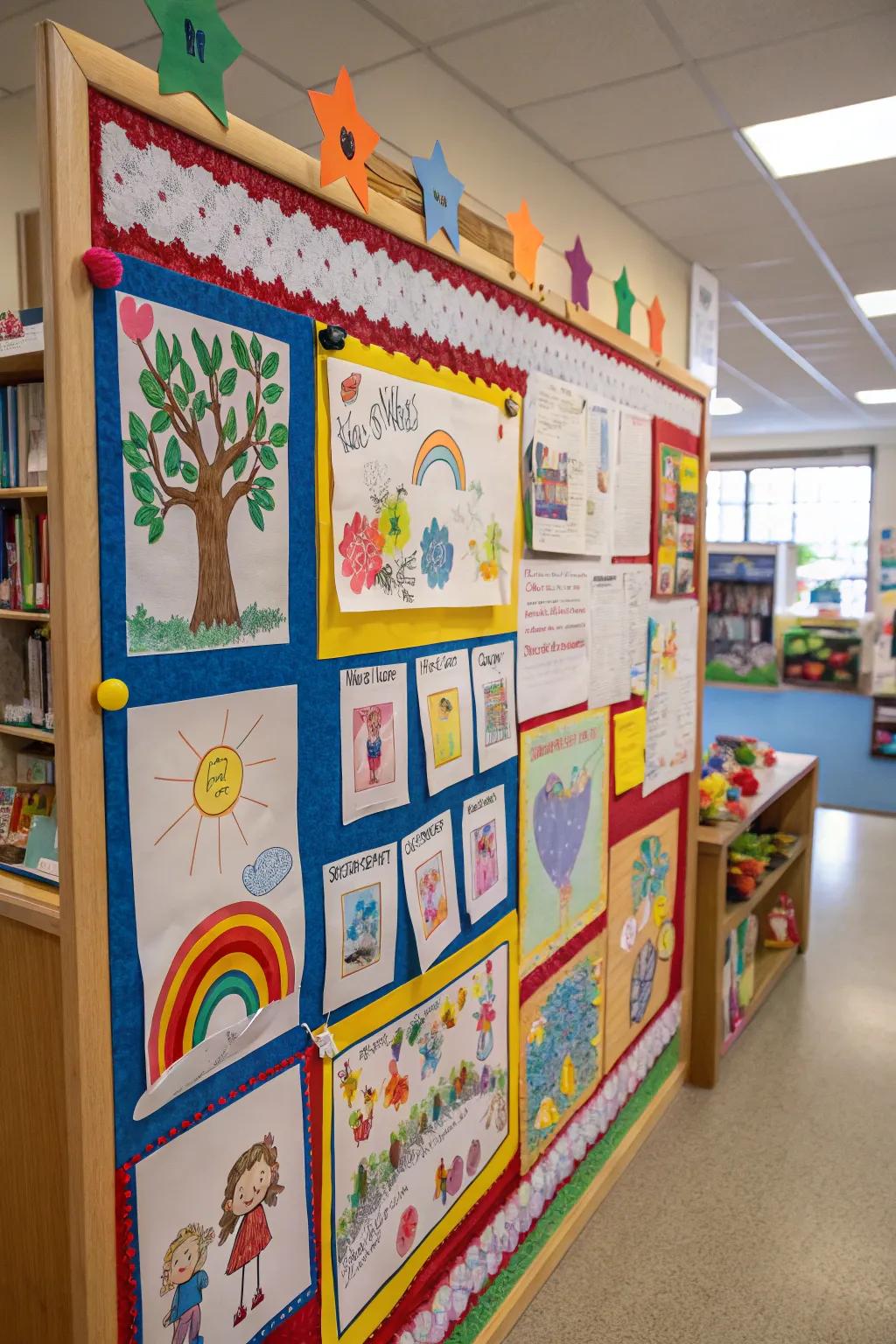 A harvest-themed display board celebrating children's artwork.
