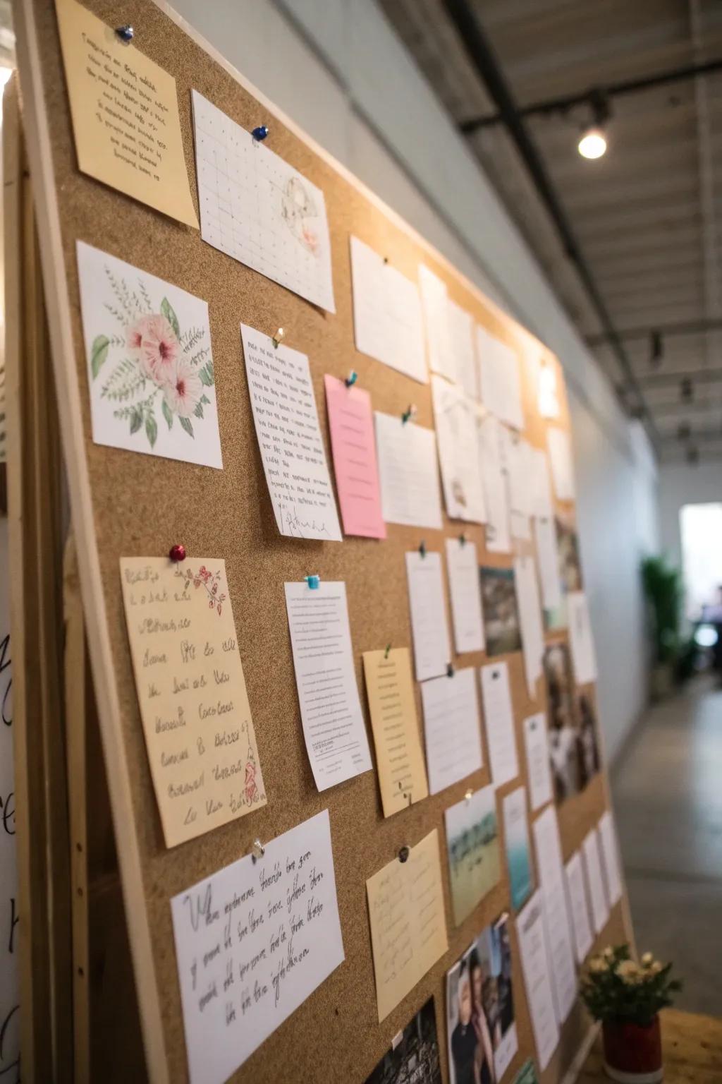 A wisdom wall displaying quotes and life lessons from team members.