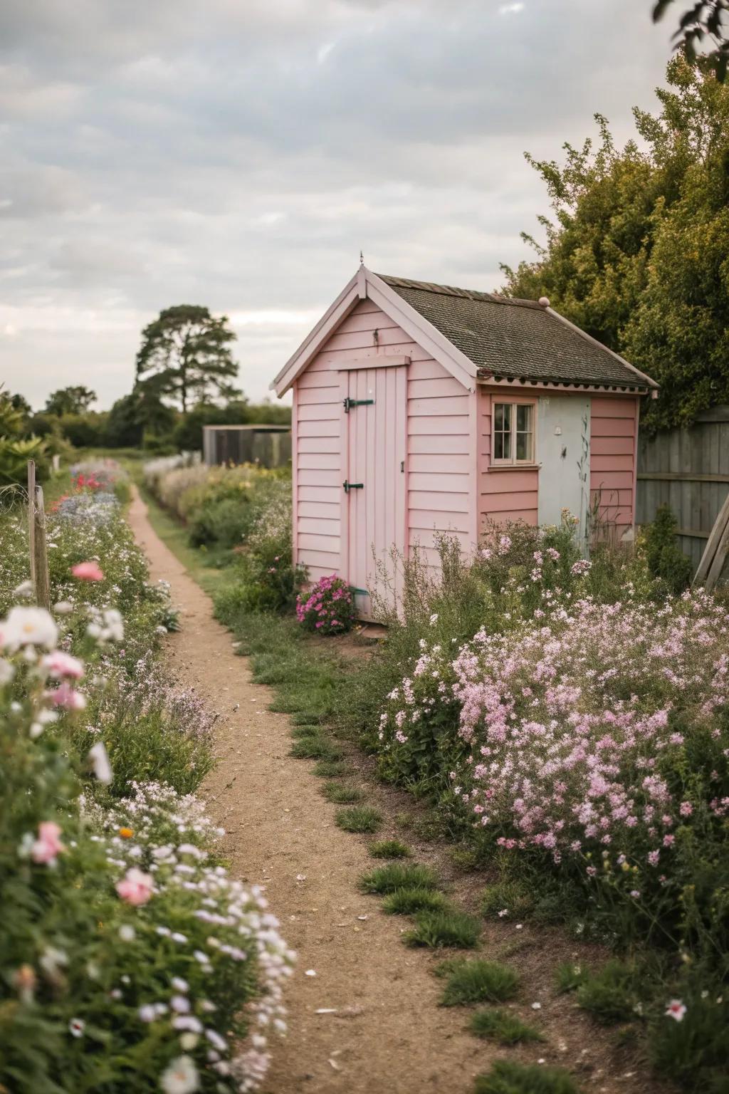 Gentle tints add a delicate impression to your garden shed.