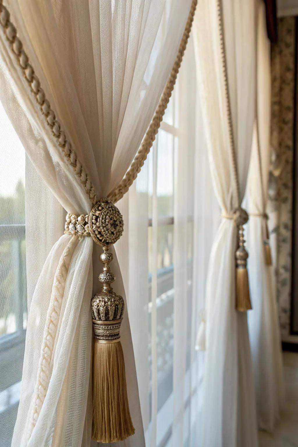 Refined highlights such as tiebacks and fixture poles improve the sophistication of gossamer panels.
