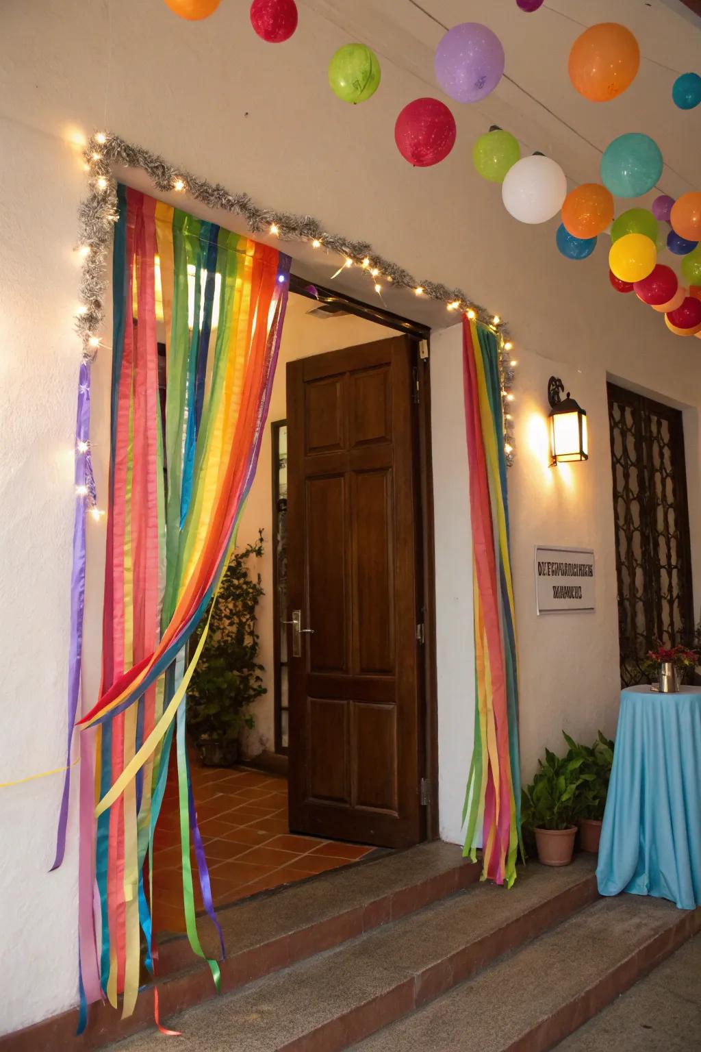Decorative paper constructs a vivid and celebratory atmosphere.