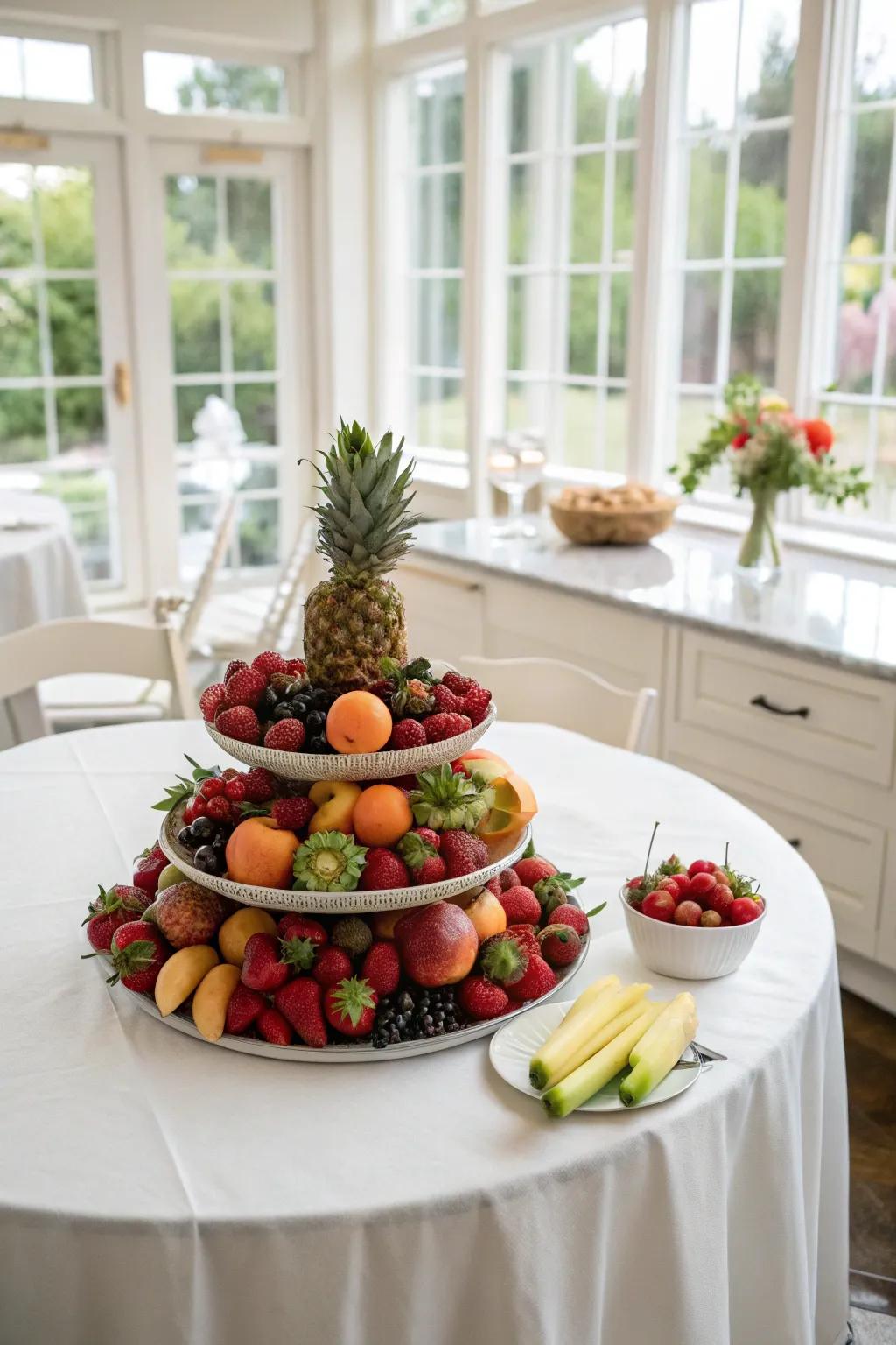 Seasonal fruits present a lively and refreshing centerpiece option.